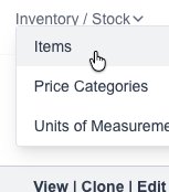 items menu