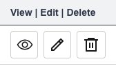 view, edit, delete buttons