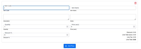 new invoice row